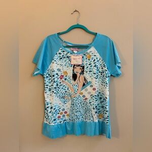NWT Betsy TW Loungewear & Sleepwear Y2K Animal Print Floral Girl T-Shirt Top